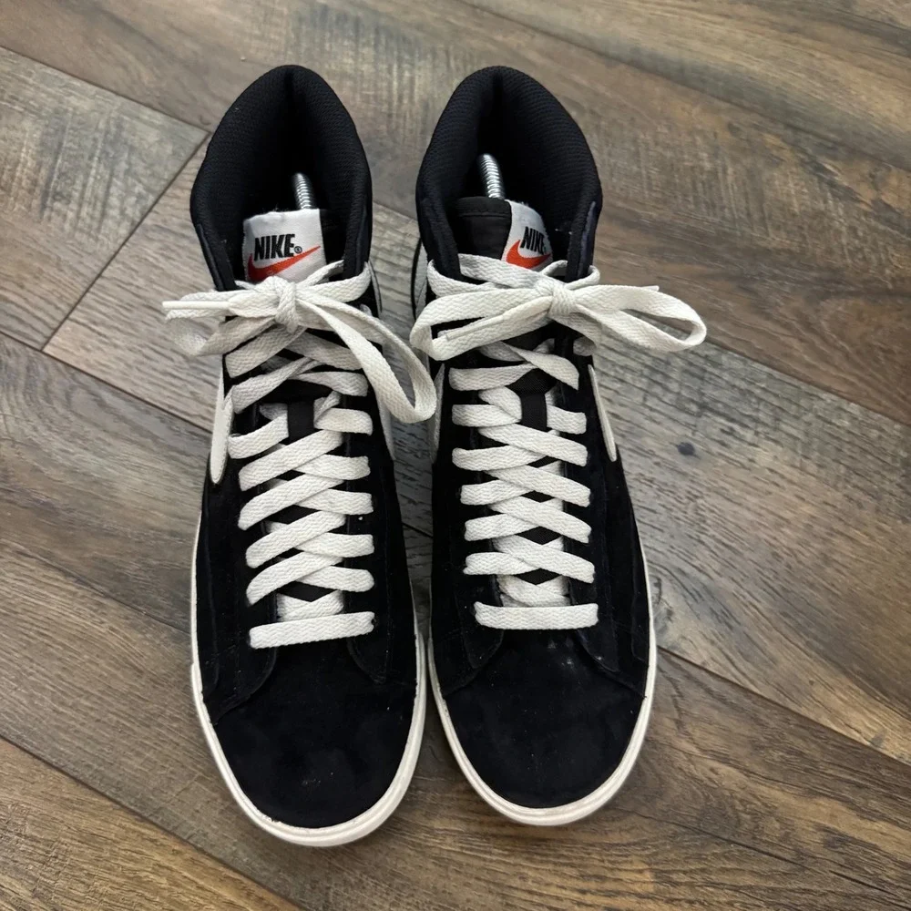 Nike Blazer Mid Suede Black White High Top Sneakers AV9376-001 Womens 9.5 Skater